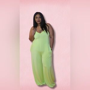 LIME Green Palazzo Jumpsuit